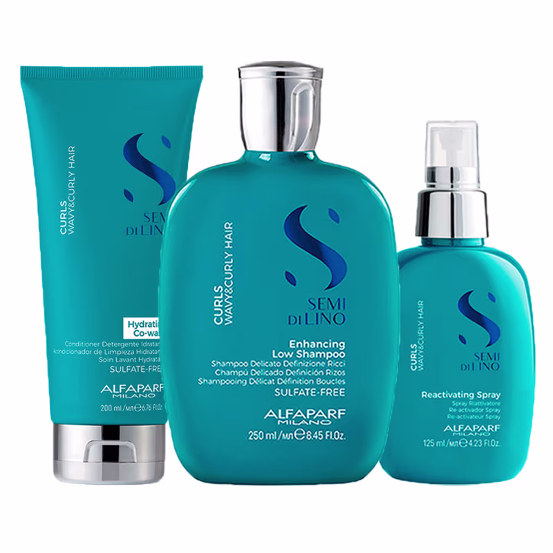 Kit Alfaparf Milano Professional Semi Di Lino Curls Shampoo + Condicionador + Spray Ativador