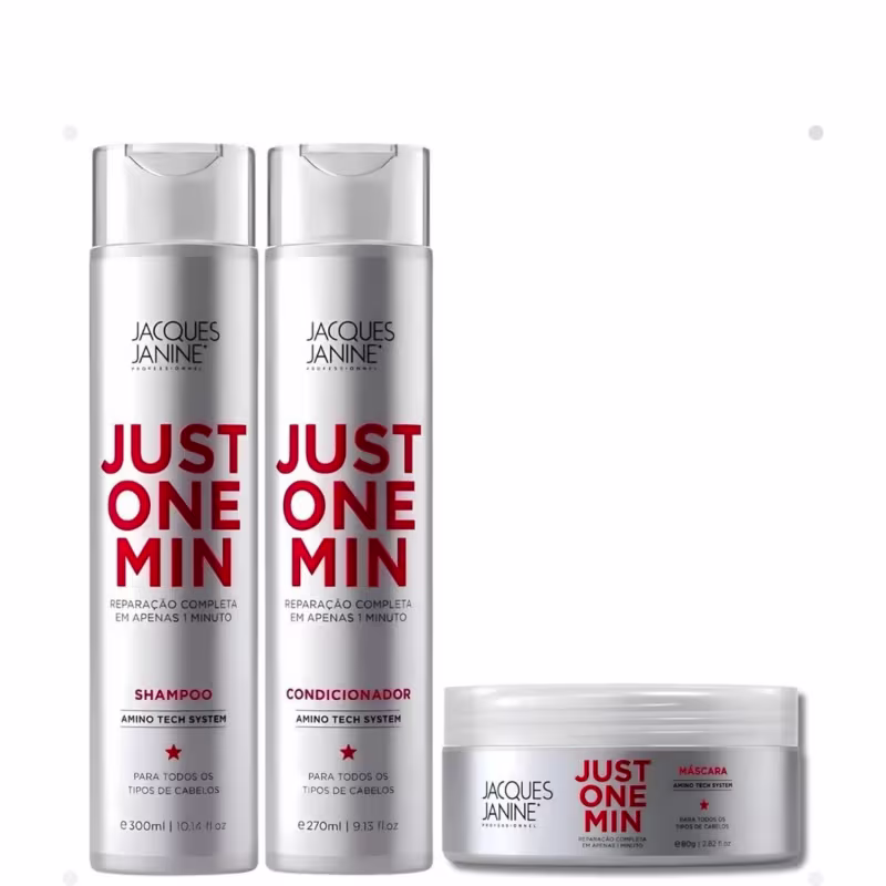 Kit Jacques Janine Professionnel Just One Min - Shampoo 300ml + Condicionador 270ml + Máscara 80g