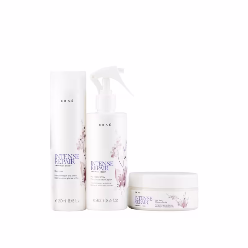 Kit Braé Intense Repair By Ana Paula Siebert - Shampoo 250ml + Hair Repair 260ml + Máscara 200g