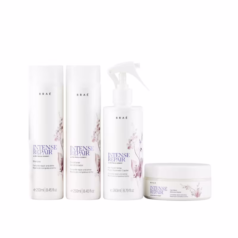 Kit Braé Intense Repair By Ana Paula Siebert - Shampoo 250ml + Condicionador 250ml + Hair Repair 260ml + Máscara 200g