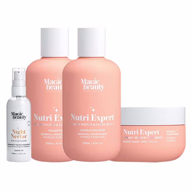 Kit Magic Beauty Nutri Expert Vitamin Nectar Shampoo 250ml + Condicionador 250ml+ Máscara 200g + Night Nectar 100ml