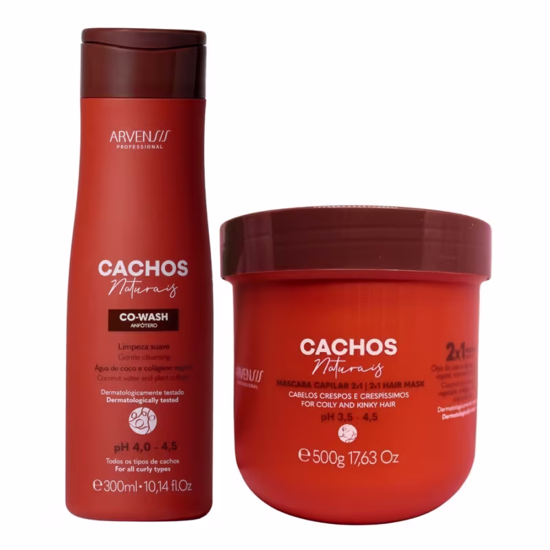 Kit Arvensis Cachos Naturais - Co-Wash 300ml + Máscara Capilar 2x1 500g