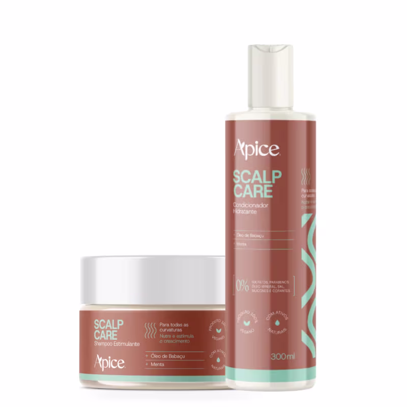 Duo Shampoo Esfoliante e Condicionador Scalp Care 300ml – Apice | Detox e Crescimento Capilar