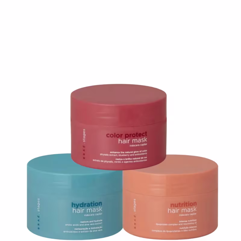 Kit Braé Stages Cronograma Máscaras - Hydration + Nutrition + Color Protect