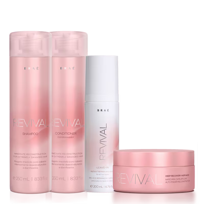 Kit Braé Revival Shampoo 250ml + Condicionador 250ml + Máscara 200g + Leave-In 200ml