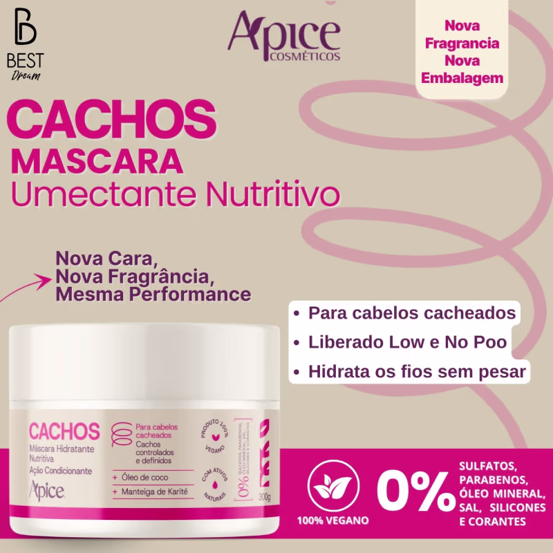 Kit Apice Cachos Shampoo + Condicionador + Mascara + Ativador Nova Fragrância Completo