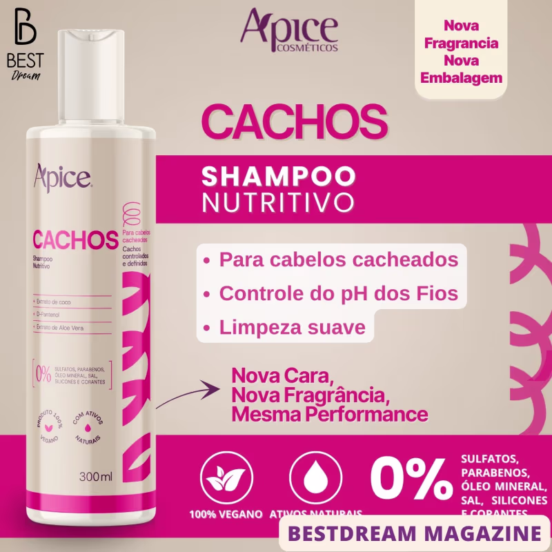 Kit Apice Shampoo + Condicionador + Ativador De Cachos Tratamento Capilar Cacheado Nova Fragrância