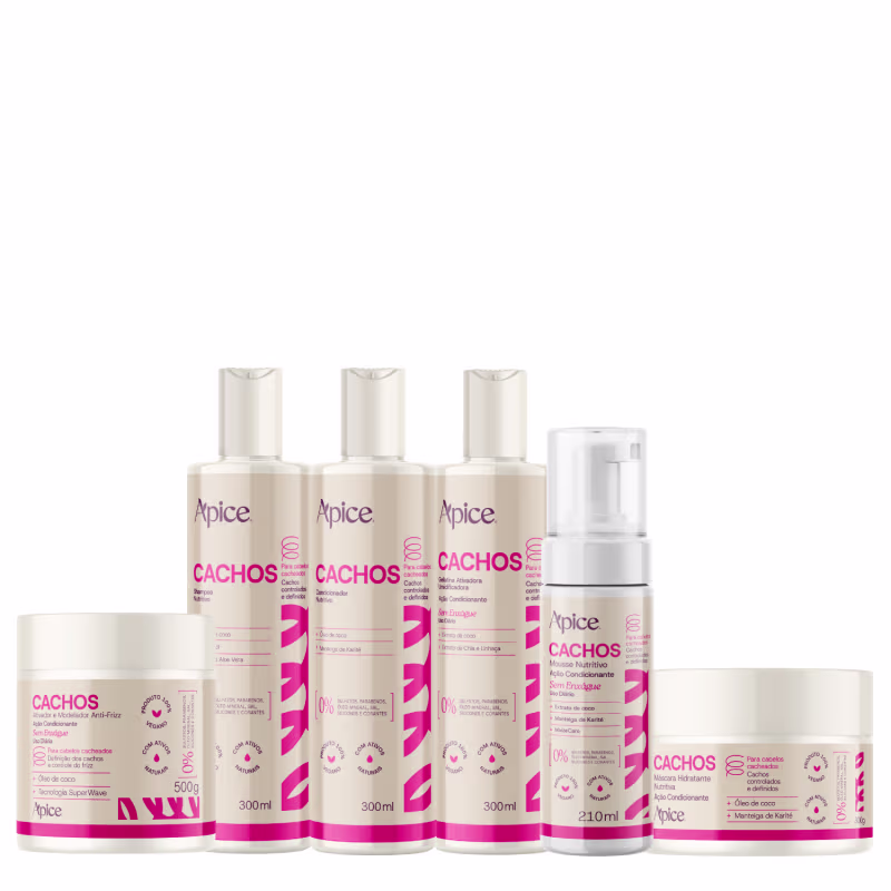 Kit Cachos Essence 6 Produtos - Apice | Tratamento, Nutrição Intensa e Controle do Frizz