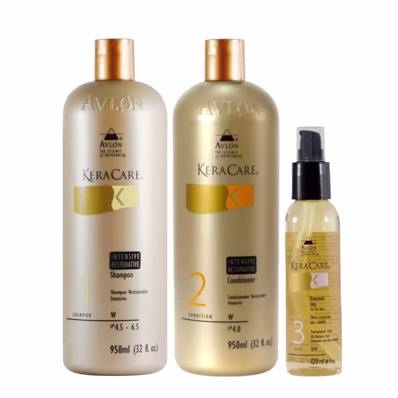Kit Avlon KeraCare Intensive Restorative - Shampoo 950ml + Condicionador 950ml + Óleo Essencial 120ml