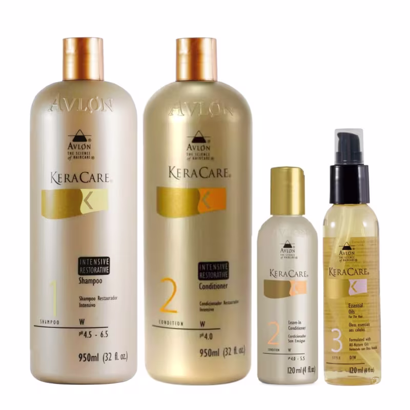 Kit Avlon KeraCare Intensive Restorative - Shampoo 950ml + Condicionador 950ml + Leave-in 120ml + Óleo Essencial 120ml