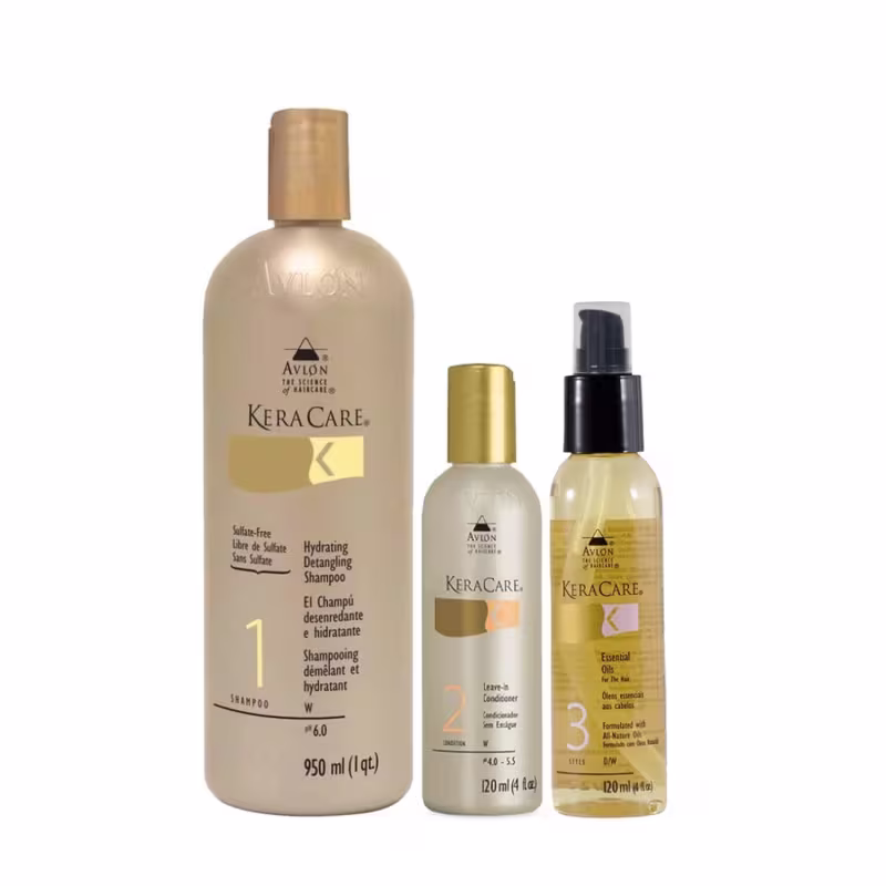 Kit Avlon KeraCare - Shampoo Hydrating 950ml + Leave-in 120ml + Óleo Essencial 120ml
