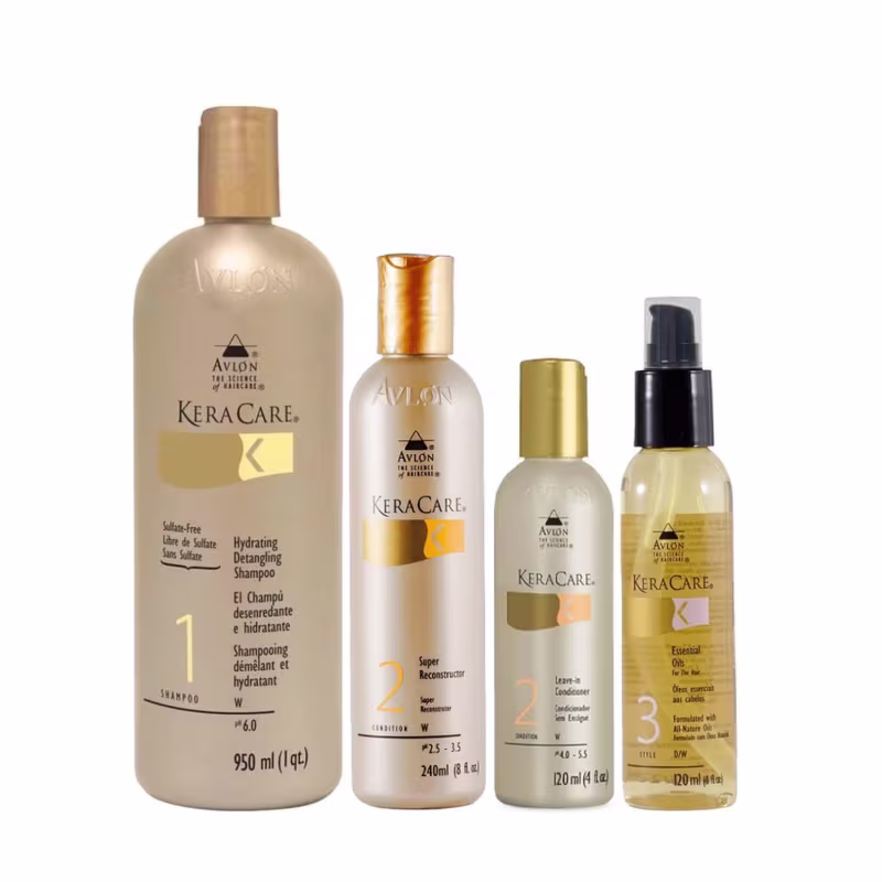 Kit Avlon KeraCare - Shampoo Hydrating 950ml + Super Reconstrutor 240ml + Leave-in 120ml + Óleo Essencial 120ml