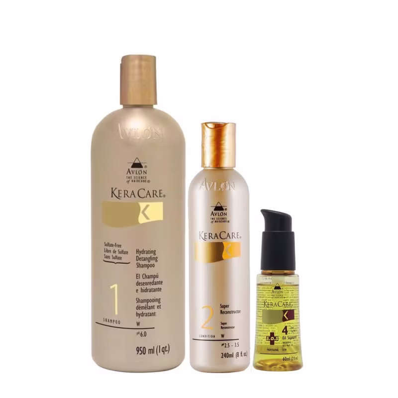 Kit Avlon KeraCare - Shampoo Hydrating 950ml + Super Reconstrutor 240ml + Oil Supreme S.O.S 60ml