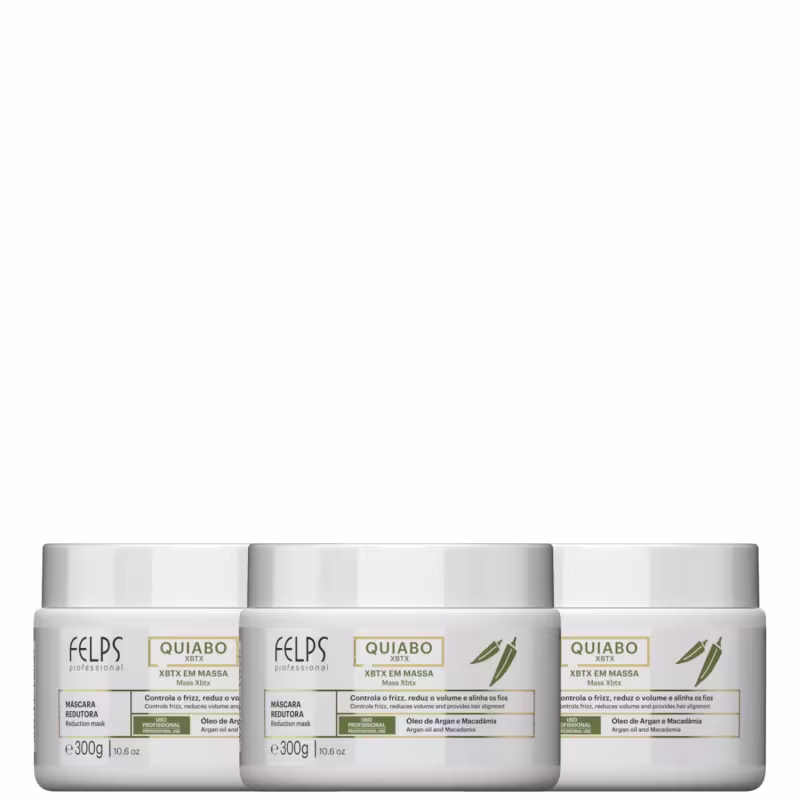 Kit Felps Professional XBTX Quiabo - Redutor de Volume 300g (3 Unidades)