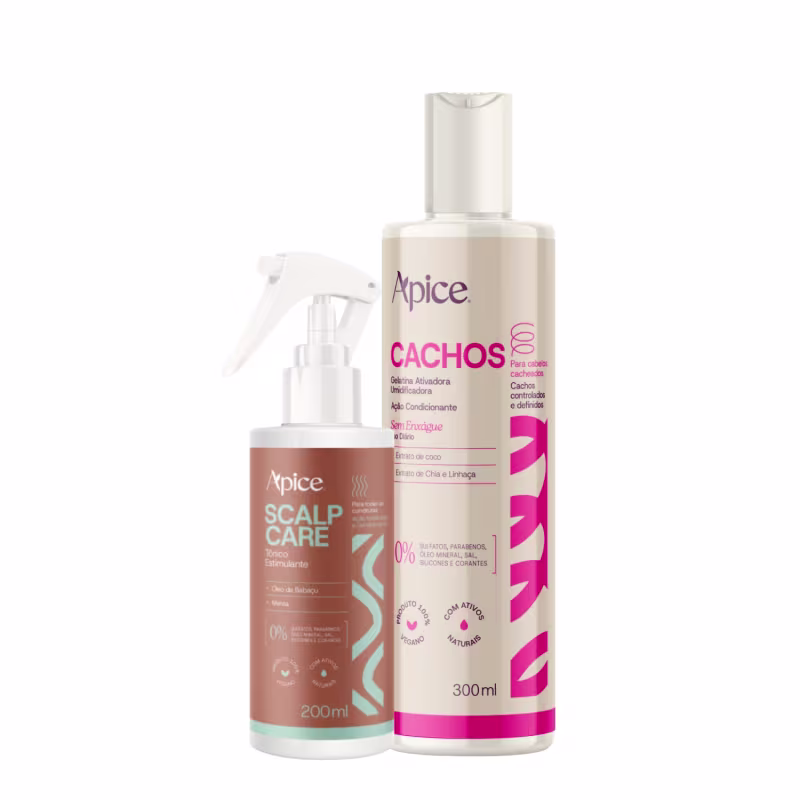 Kit Apice Gelatina Cachos Essence + Tônico Scalp Care - Crescimento Capilar e Definição poderosa