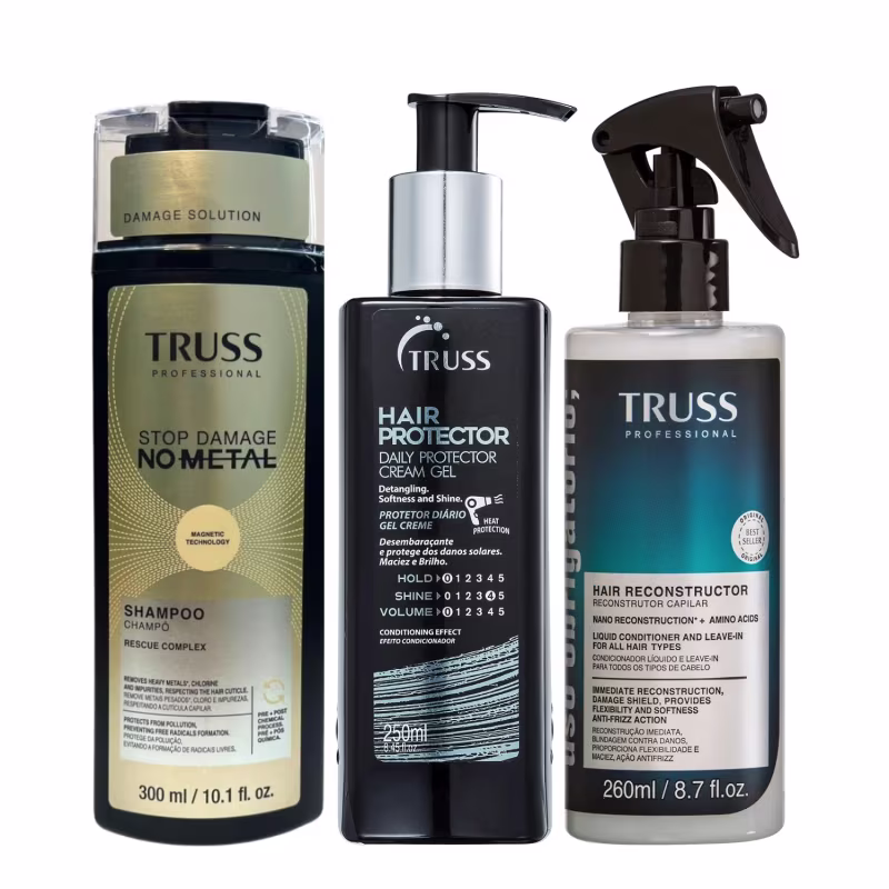 Kit Truss No Metal - Shampoo 300ml + Hair Protector 250ml + Spray Uso Obrigatório 260ml