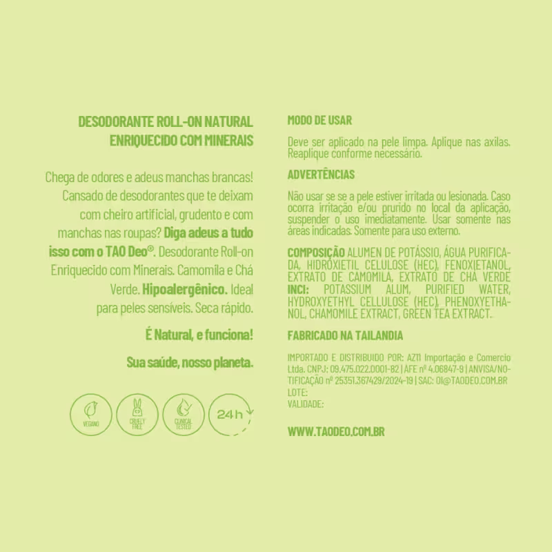 Kit 3 Desodorantes Naturais E Veganos Para Viagens Tao Deo