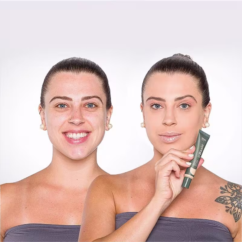 Kit Nina Makeup Base Líquida Basic+Pó Comapcto Instant Cor 2