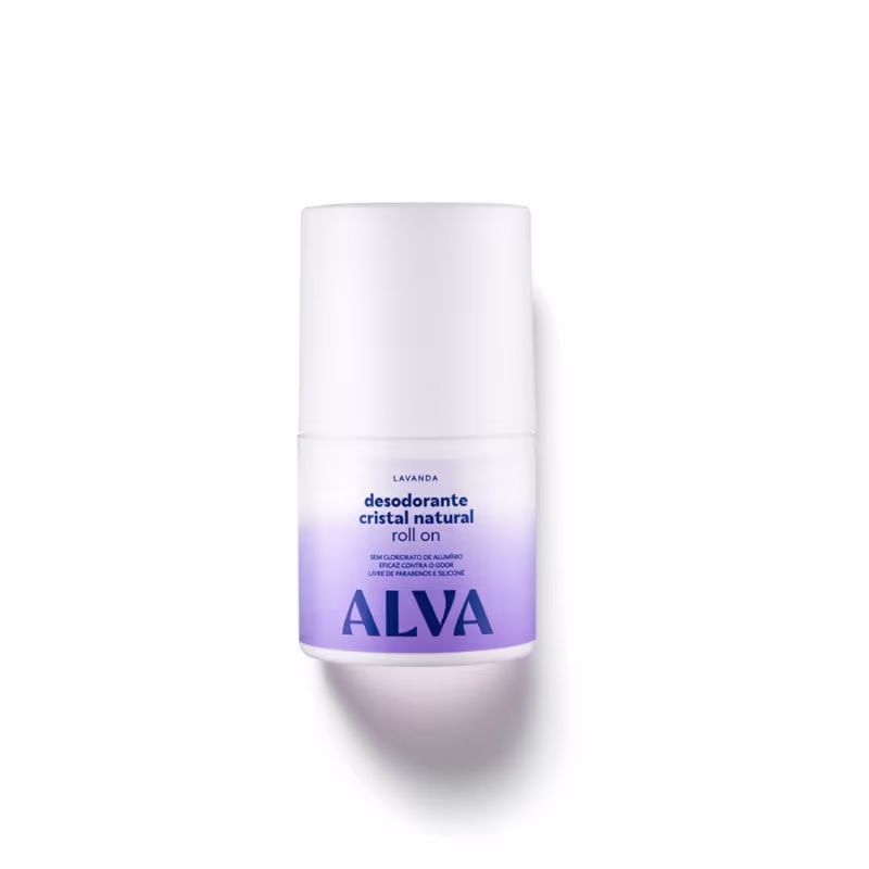 Kit Cristal Natural Alva: Dupla 2 Desodorantes Roll on 50ml 12 Horas de Proteção Lavanda