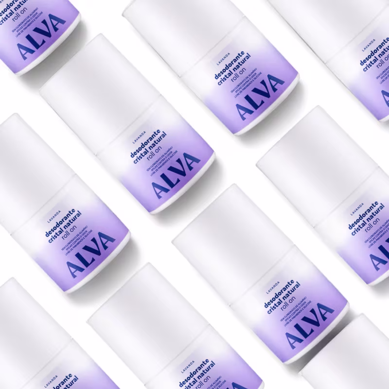 Kit Cristal Natural Alva: Dupla 2 Desodorantes Roll on 50ml 12 Horas de Proteção Lavanda