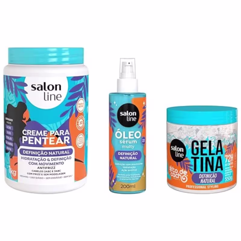 Kit Salon Line Definição Natural Creme Gelatina e Oleo Multy