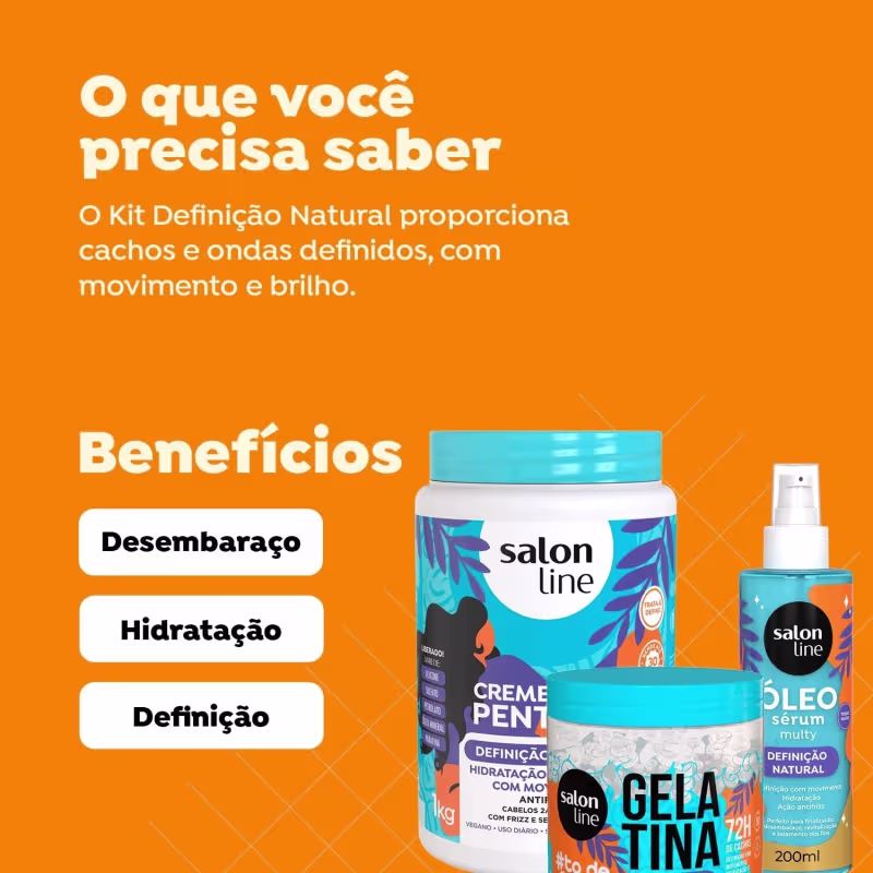 Kit Salon Line Definição Natural Creme Gelatina e Oleo Multy