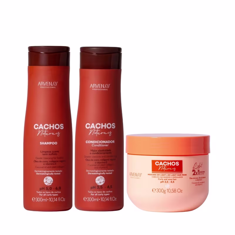 Kit Arvensis Cachos Naturais - Shampoo & Condicionador 300ml + Máscara Light 2x1 300g
