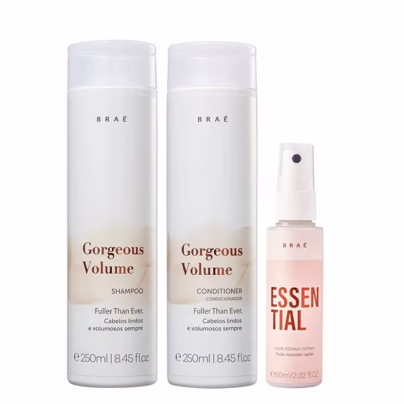 Kit Braé Gorgeous Volume - Shampoo & Condicionador 250ml + Essential Spray 60ml