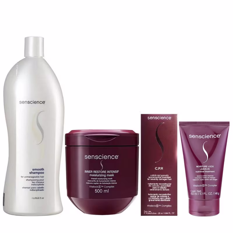 Kit Senscience Smooth - Shampoo 1Litro + Inner Restore Intensif 500ml + CPR (2x25)