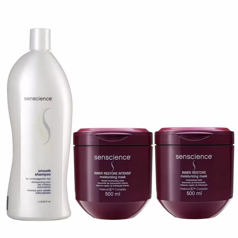 Kit Senscience Smooth - Shampoo 1Litro + Inner Restore Moisturizing & Inner Restore Intensif 500ml