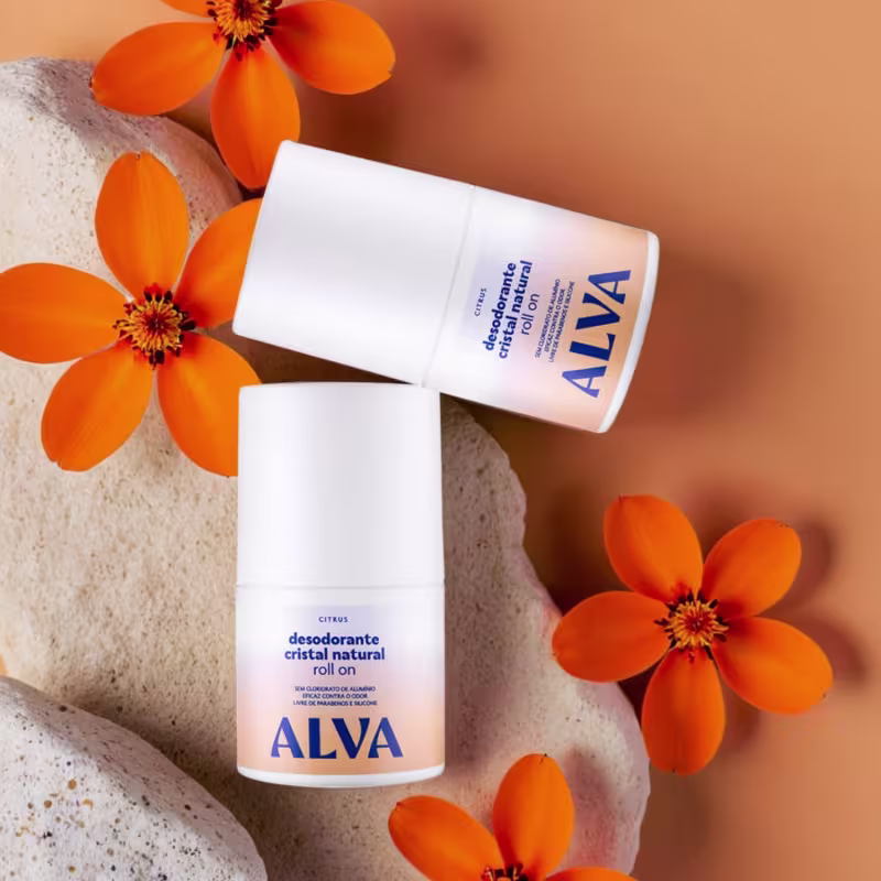 Kit Cristal Natural Alva: Dupla 2 Desodorantes Roll on 50ml 12 Horas de Proteção Citrus