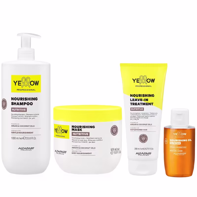 Kit Yellow Nutritive Tratamento Nutritivo - Shampoo 1L + Máscara 500ml + Leave-In 200ml + Óleo Capilar 100ml