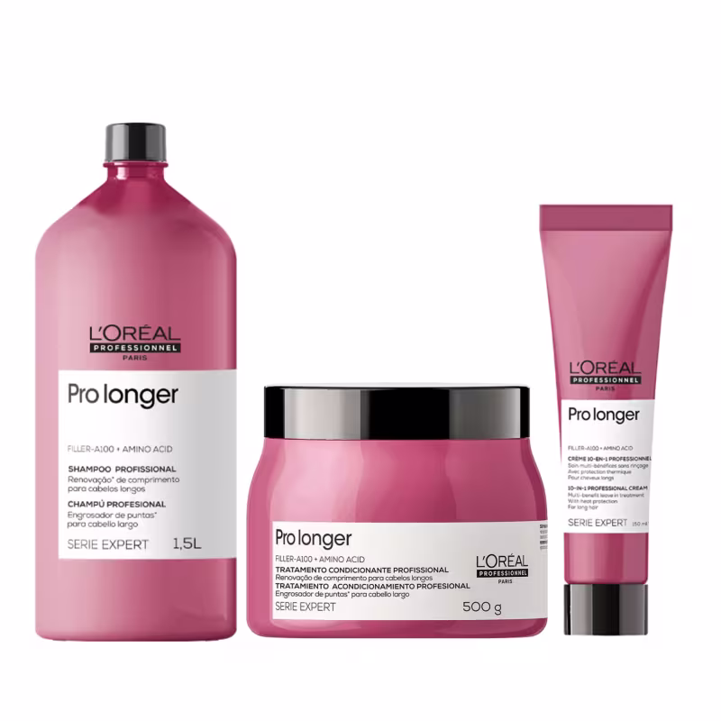 Kit Loreal Pro Longer Shampoo 1500ml + Leave-in 150ml + Máscara 500ml
