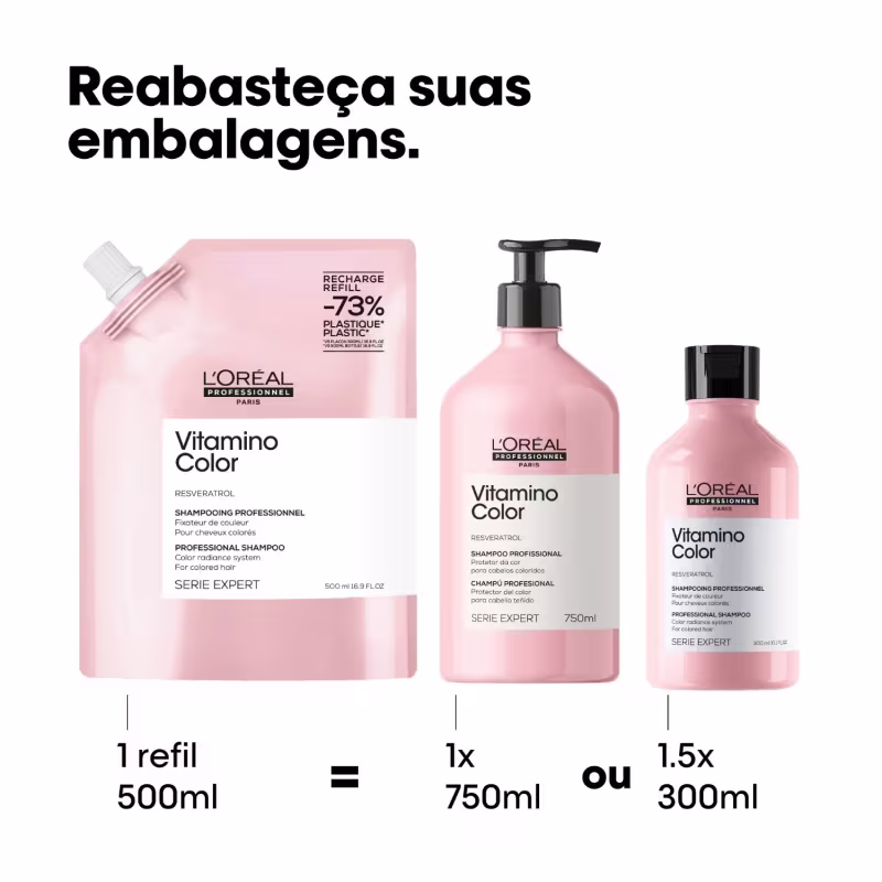 Duo L'Oréal Professionnel Serie Expert Vitamino Color Resveratrol - Shampoo Refil 500ml (2 Unidades)