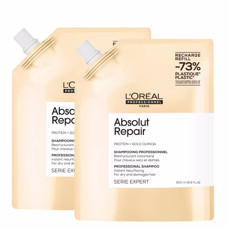 Duo L'Oréal Professionnel Serie Expert Absolut Repair Omega-9 + Protein Refil - Shampoo 500ml (2 Unidades)