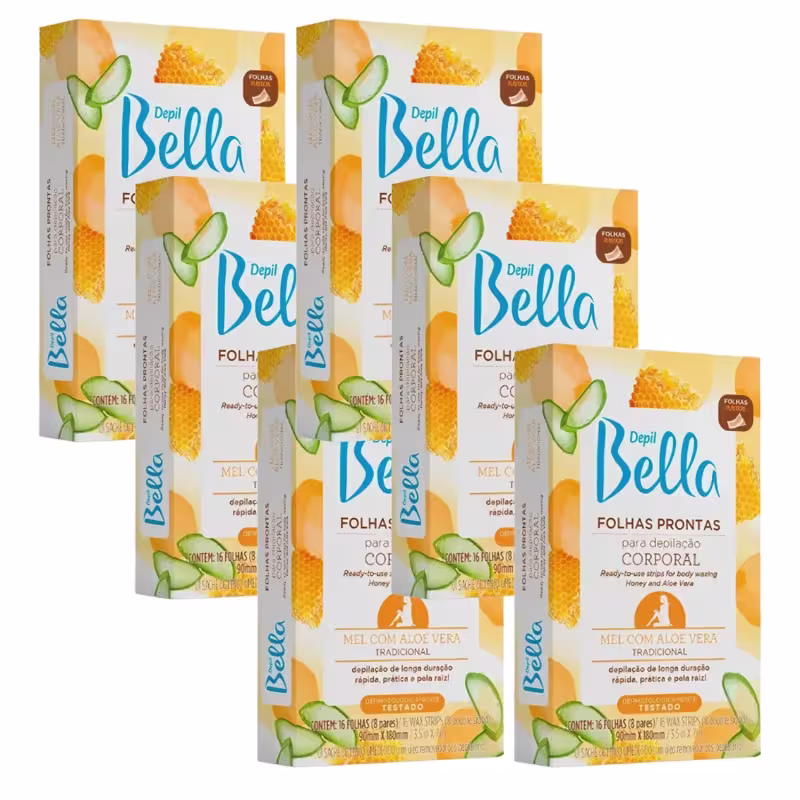 Folhas Prontas Depilação Corporal 96 unidades Depil Bella Mel Aloe Vera
