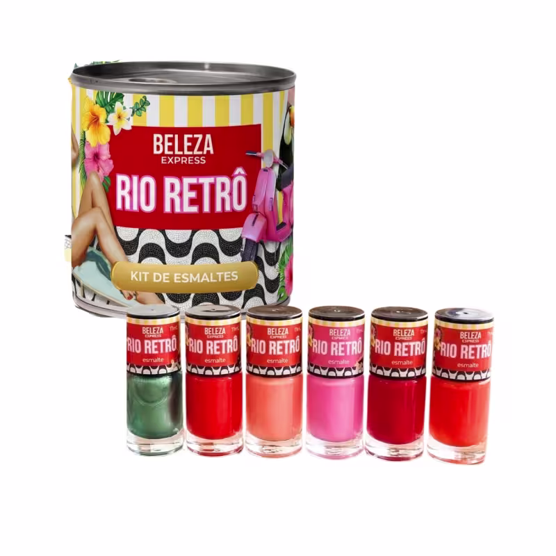 Kit de esmaltes com lata decorada Rio Retrô Beleza Express