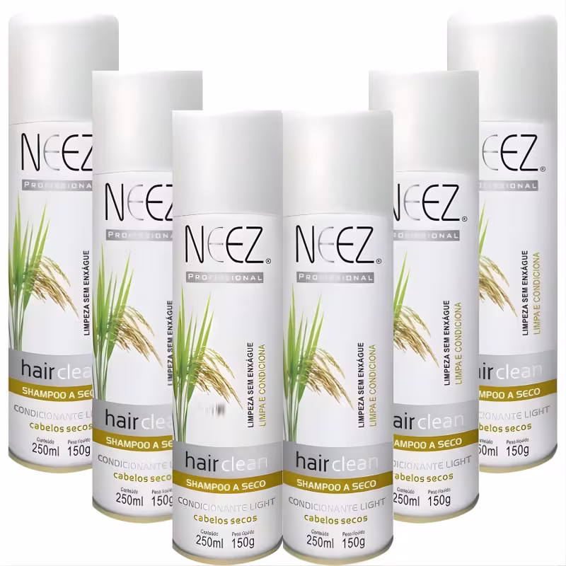 Kit 6 Shampoo A Seco Para Cabelos Secos Neez Profissional Hidratante Limpeza Revitalizante 250ml