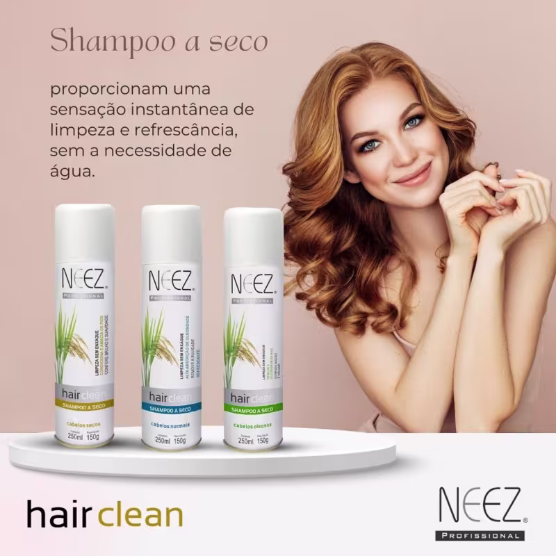 Kit 4 Shampoo A Seco Para Cabelos Secos Neez Profissional Hidratante Limpeza Revitalizante 250ml