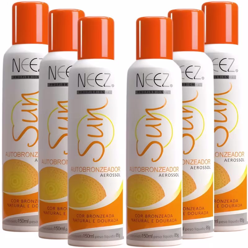 Kit 6 Spray Autobronzeador Profissional Neez Sun Resultado Imediato Natural Bronze Sem Sol 150ml