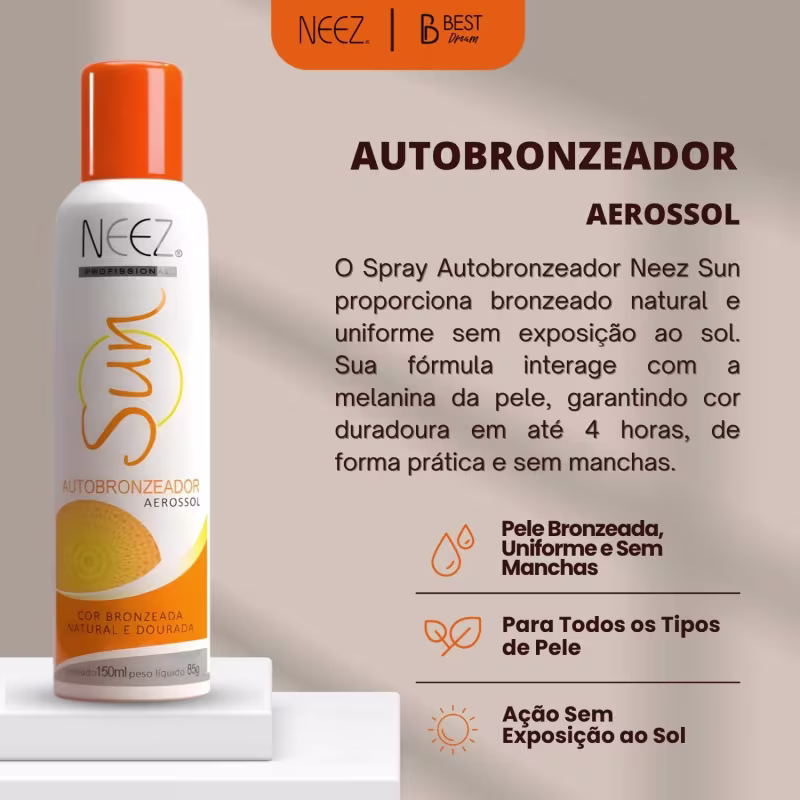 Kit 6 Spray Autobronzeador Profissional Neez Sun Resultado Imediato Natural Bronze Sem Sol 150ml