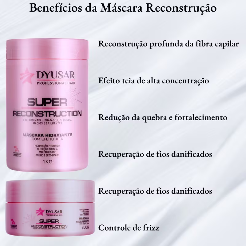 Combo Reconstrução Mascara Hidratante Grande E Pequena Dyusar