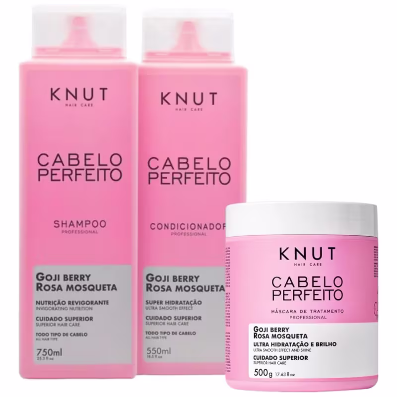 Knut Cabelo Perfeito Goji Berry Kit com Shampoo Condicionador e Máscara 500g