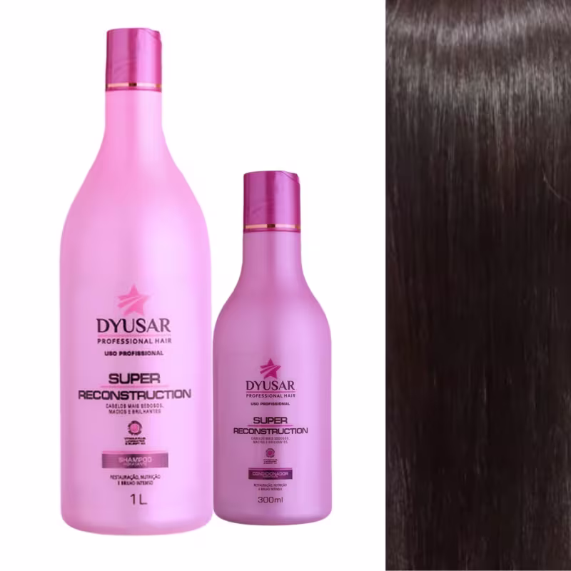 Kit Reconstrução Condicionador 300ml e  Shampoo Super 1 Litro Dyusar