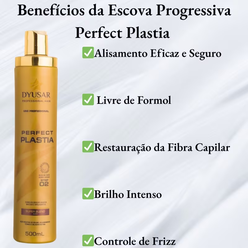 Combo 2 Escova Progressiva Sem Formol Profissional Perfect Plastia 500 ml Dyusar