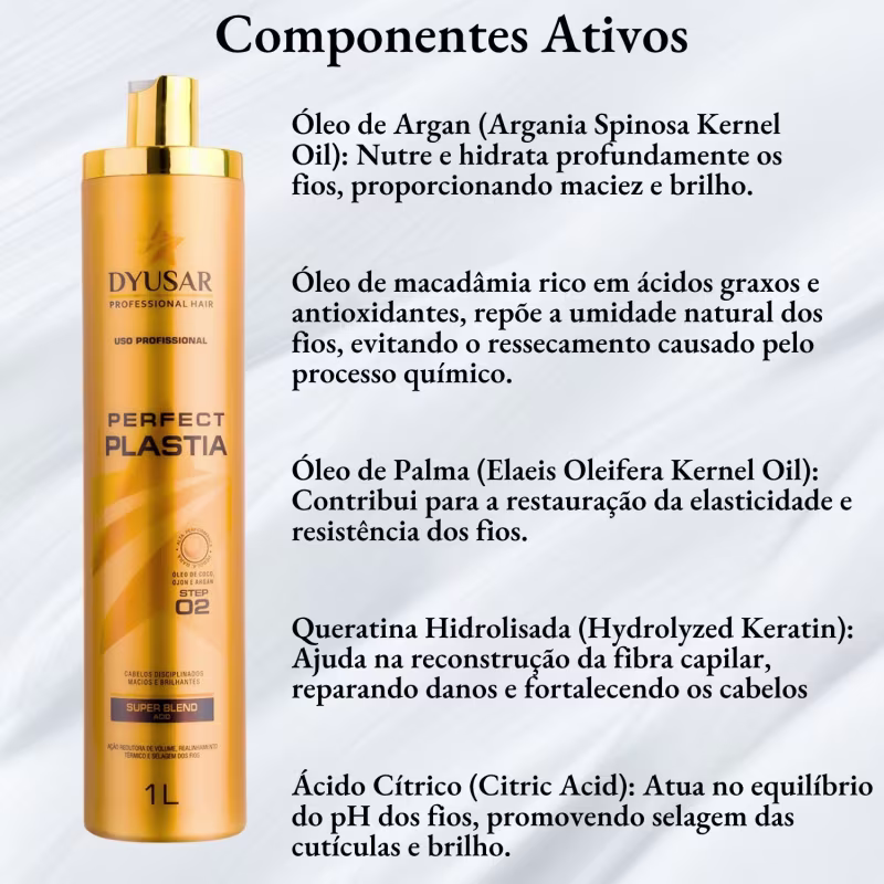 Kit Progressiva Perfect Plastia 1L + Máscara Super Reconstrução 1K Dyusar