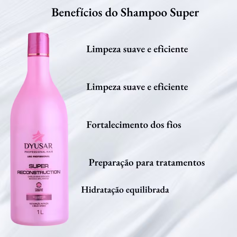 Kit Super Reconstrução Capilar Profissional 1Kg + Fluído Pré Escova DYUSAR