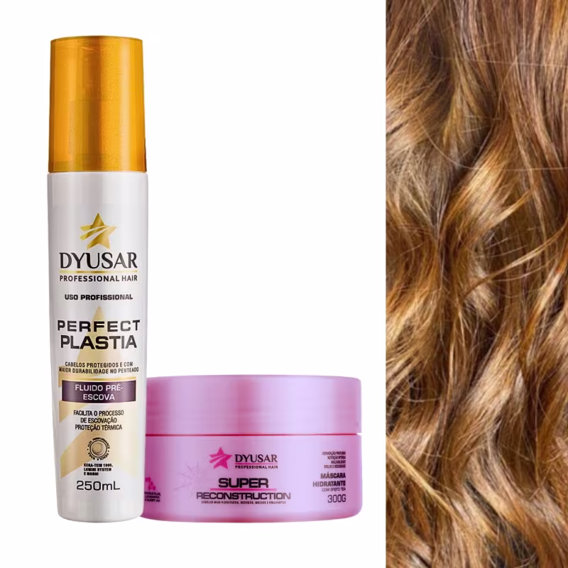 Kit Máscara Super Reconstrução Capilar Profissional 300g + Fluído Pré Escova Dyusar