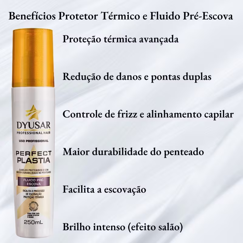 Kit Máscara Super Reconstrução Capilar Profissional 300g + Fluído Pré Escova Dyusar
