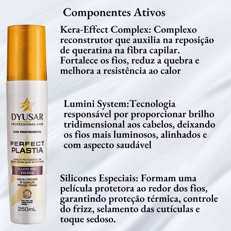 Kit Máscara Super Reconstrução Capilar Profissional 300g + Fluído Pré Escova Dyusar
